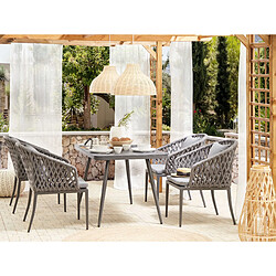 Beliani Table de jardin 140 x 80 cm Verre Gris LIPARI