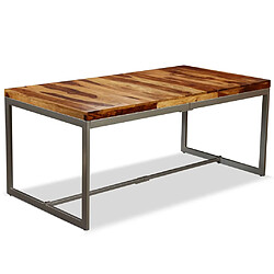 vidaXL Table à manger Bois massif et acier 180 cm