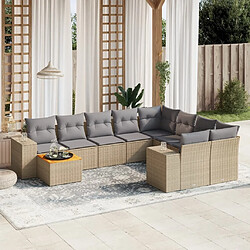 Maison Chic Salon de jardin avec coussins 10 pcs, Ensemble Tables et chaises de jardin, beige résine tressée -GKD604193