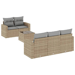 vidaXL Salon de jardin avec coussins 6 pcs beige résine tressée