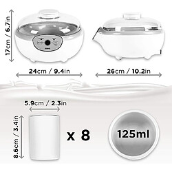 Duronic YM2 Yaourtière électrique avec écran numérique et 8 pots en céramique - Parfait pour préparer des yaourts faits-maison