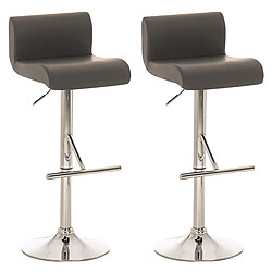 Decoshop26 Lot de 2 tabourets de bar chaises haute généreusement rembourrés en métal chromé et PVC gris 10_0004056 