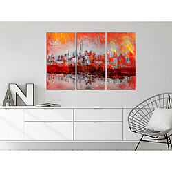 Decoshop26 Tableau toile de décoration murale impression premium en 3 parties sur châssis en bois motif Coucher de soleil à New York 120x80 cm 11_0013478