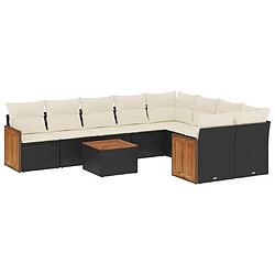 Maison Chic Salon de jardin 10 pcs avec coussins, Ensemble Tables et chaises d'extérieur noir résine tressée -GKD791668