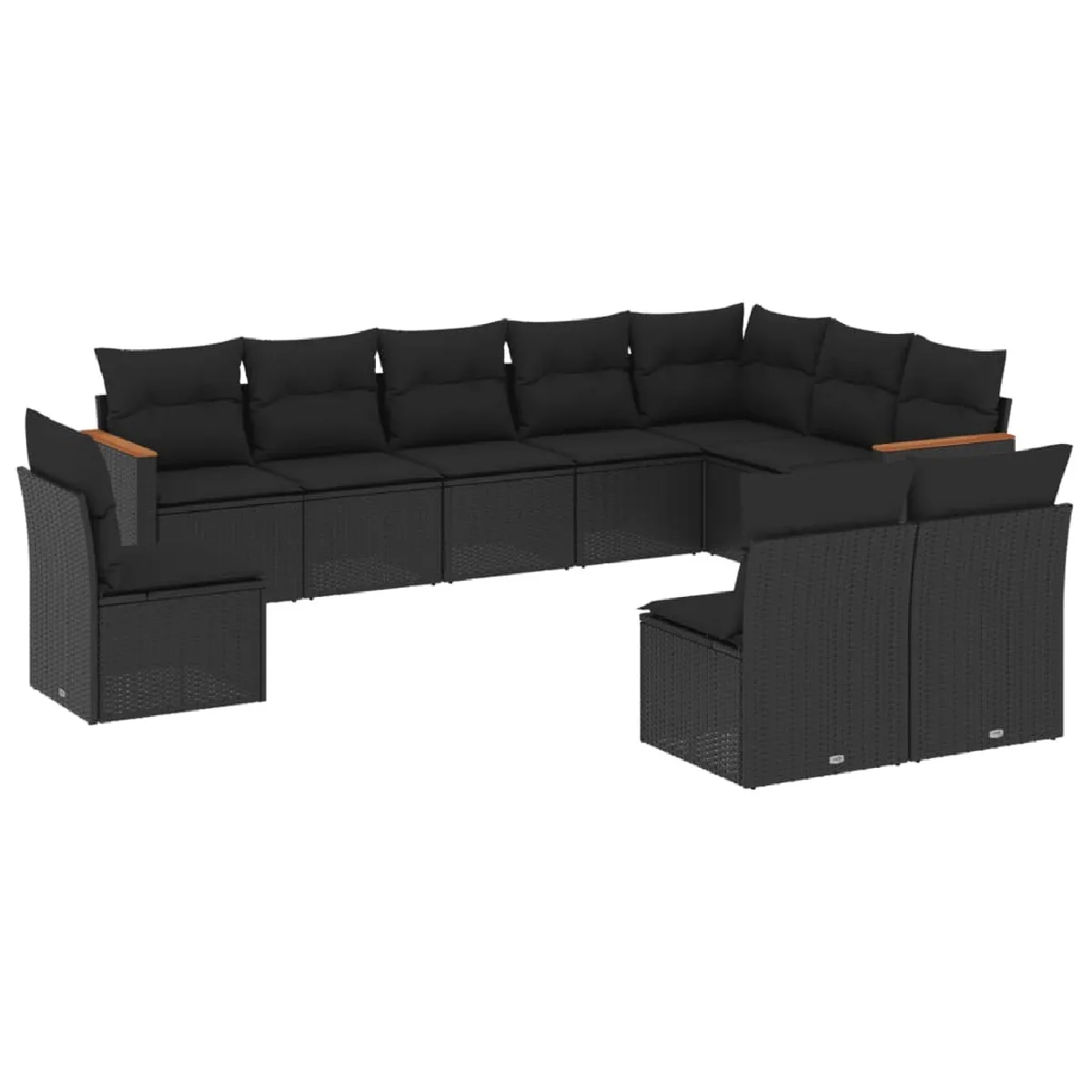 Maison Chic Salon de jardin 10 pcs avec coussins, Ensemble Tables et chaises d'extérieur noir résine tressée -GKD210278