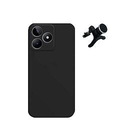 SuppOrt Magnétique renforcé de kit + couvercle de silicone liquide Phonecare pour Realme C53 - le noir