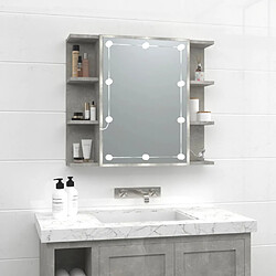 vidaXL Armoire à miroir avec LED Gris béton 70x16,5x60 cm