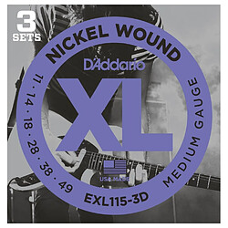 3 Jeux D'addario EXL115 - cordes guitare électrique