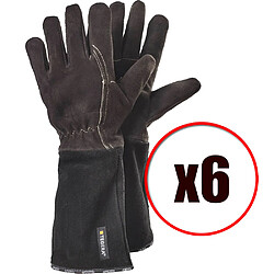 Lot de 6 paires de gants de soudure anti chaleur en cuir fleur caprin Tegera EN388 EN407