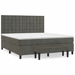 Maison Chic Lit Adulte - Lit simple Lit à sommier tapissier et matelas moelleux - Meuble de Chambre - Gris foncé 160x200cm Velours -MN38904