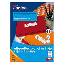 Etiquette adresse jet d'encre 52,5 x 29,7 mm Agipa 102496 blanche - Boîte de 4000