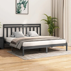 vidaXL Cadre de lit sans matelas gris 180x200 cm bois massif