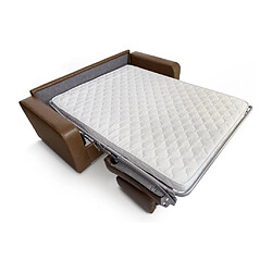 Avis Vente-Unique Canapé 4 places convertible express en cuir de buffle vintage caramel matelas 14 cm BEVIS