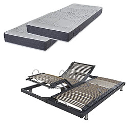 Ebac Ensemble relaxation S50 + Matelas Mousse Myriade - 5 zones - 2x90x200 - Gris