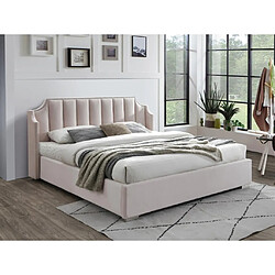 Vente-Unique Lit coffre 180 x 200 cm avec tête de lit incurvée - Velours - Rose + Matelas - TEOMIS 