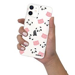 Coque iPhone 12 mini souple transparente Tête de Panda Motif Ecriture Tendance Evetane pas cher