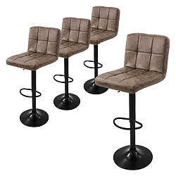 ML-Design Lot de 4 tabourets de bar rembourrées en simili marron chaise hauteur réglable 