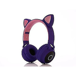 Universal Casque d'oreille de chat pliable Bluetooth 5.0 pour enfants (violet et rose)