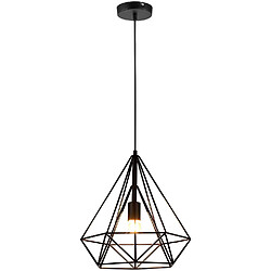 Stoex Suspensions Lampe Vintage Cage forme de diamant 25cm ,Lampe suspendue éclairage Suspensions Lampe Vintage Cage forme de diamant 25cm ,Lampe suspendue éclairage de Plafond Industriel E27 Rétro Luminaire d'eclairage,Noir