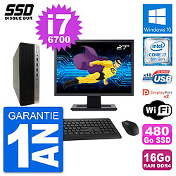 PC HP ProDesk 600 G3 SFF Ecran 27" i7-6700 RAM 16Go SSD 480Go Windows 10 Wifi · Occasion 