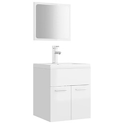 vidaXL Ensemble de meubles de salle de bain Blanc brillant Aggloméré