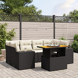 Maison Chic Ensemble Tables et chaises d'extérieur 7pcs avec coussins,Salon de jardin noir résine tressée -GKD693605