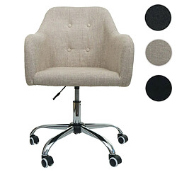 Mendler Chaise de bureau HWC-L92, chaise pivotante chaise de bureau chaise d'ordinateur fauteuil de bureau chaise, avec accoudoirs ~ tissu/textile crème 