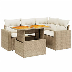 vidaXL Salon de jardin avec coussins 5 pcs beige résine tressée