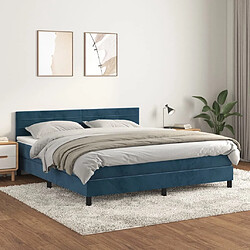 Maison Chic Lit adulte- Lit + matelas,Sommier à lattes de lit et matelas Bleu foncé 180x200cm Velours -GKD34625