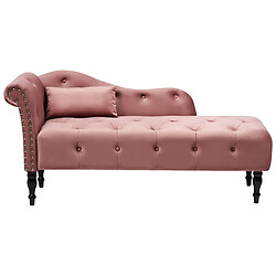 Beliani Chaise longue côté gauche en velours rose IVRY