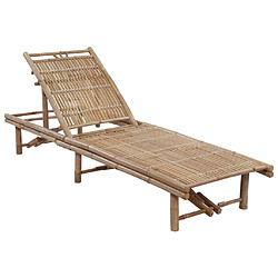 Helloshop26 Transat chaise longue bain de soleil lit de jardin terrasse meuble d'extérieur avec coussin bambou 02_0012291