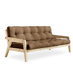 Inside 75 Canapé convertible futon GRAB pin naturel coloris mocca couchage 130 cm.