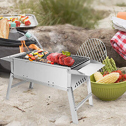 Acheter Euro Mega Barbecue Charbon de Bois Pliable en Acier Inoxydable pour 3-5 personnes Dimensions 55×26.5×32cm, Argent