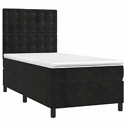 Avis Maison Chic Lit adulte- Lit + matelas + LED,Sommier à lattes de lit matelas et LED Noir 90x200 cm Velours -GKD93243