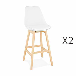 Mes Lot de 2 chaises de bar design 48x112x56 cm blanc - ELO 