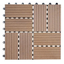 Decoshop26 Carrelage de sol WPC balcon terrasse aspect bois 11 pièces 30x30cm 1m² décalage en teck 04_0005440 pas cher