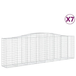 vidaXL Paniers à gabions arqués 7 pcs 400x50x120/140 cm Fer galvanisé