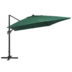 Avis Maison Chic Parasol Jardin | Parasol déporté avec lumières LED Aluminium 400x300 cm Vert - GKD19909