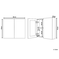 Beliani Armoire de toilette blanche avec miroir 80 x 70 cm NAVARRA