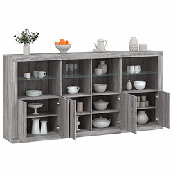 vidaXL Buffet avec lumières LED sonoma gris 202x37x100 cm 