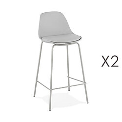 Mes Lot de 2 tabourets de bar H65 cm gris - ADRYA