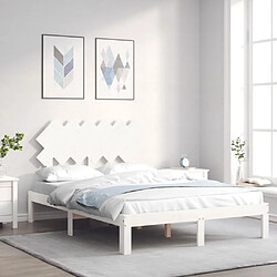 Maison Chic Cadre/structure de lit avec tête de lit pour adulte - Lit Moderne Chambre blanc 120x200 cm bois massif -MN33827