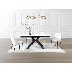 Vente-Unique Table à manger extensible 6 à 10 personnes en céramique, verre trempé et métal - Effet marbre blanc et Noir - LIOMINA de Maison Céphy