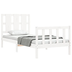 Acheter Maison Chic Cadre/structure de lit avec tête de lit pour adulte - Lit Moderne Chambre blanc 90x190 cm bois massif -MN63885