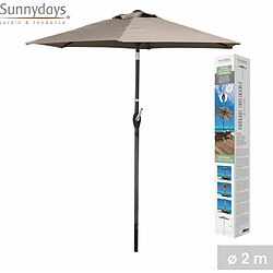 Sunnydays Parasol de jardin avec housse de protection - Parasol inclinable - Diamètre 200 cm - Taupe