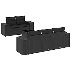 vidaXL Salon de jardin 6 pcs avec coussins noir résine tressée