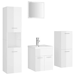 vidaXL Ensemble de meubles de salle de bain Blanc brillant Aggloméré