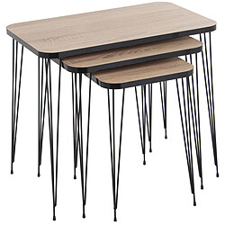 Jeu de 3 tables Alexandra House Living Marron Noir Bois 