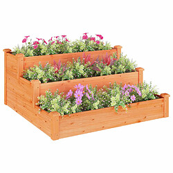 Avis Maison Chic Jardinière,Lit surélevé de jardin - Bac à fleurs - pot de fleur marron 120x120x56cm bois massif de sapin -GKD24228