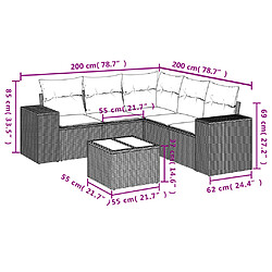 Avis vidaXL Salon de jardin 6 pcs avec coussins noir résine tressée